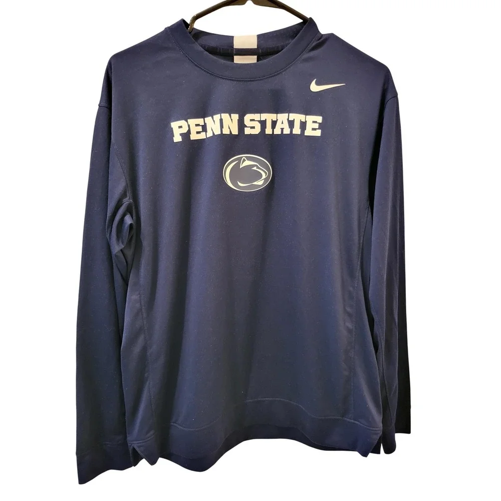 Penn State Nittany Lions Shirt‎ Mens Medium Nike Dri-FIT Long Sleeve Elite Blue